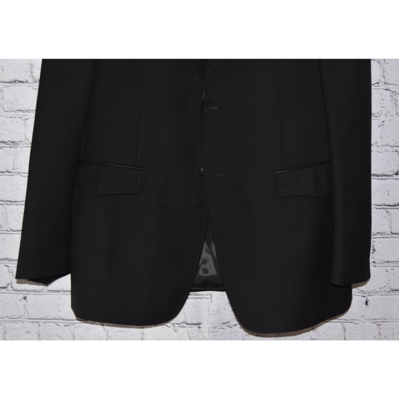 Mattarazi Uomo Wool & Leather Detail Black Zipper Single Breasted Jacket Size 54 - Picture 5 of 12